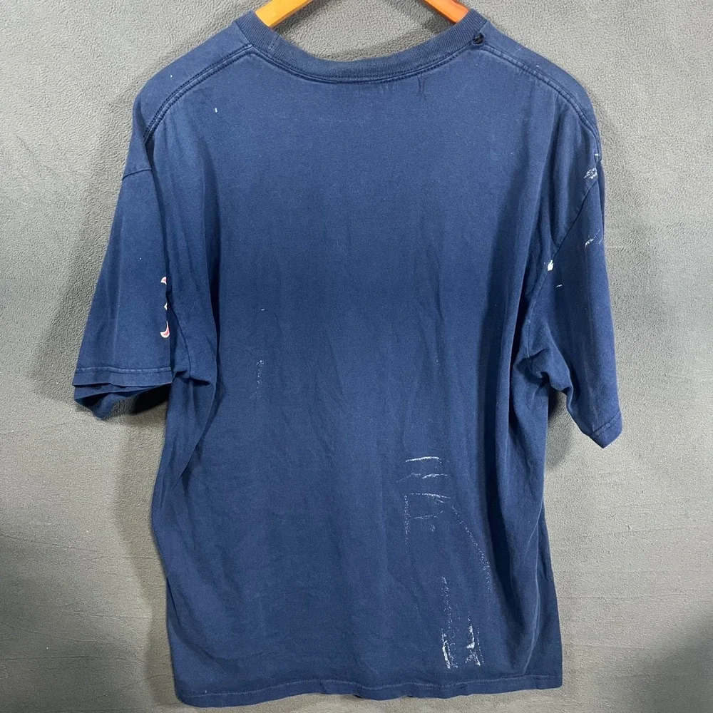 Nike Team Boston Red Sox T-Shirt Mens Large Navy Blue 2005 MLB Distressed Paint